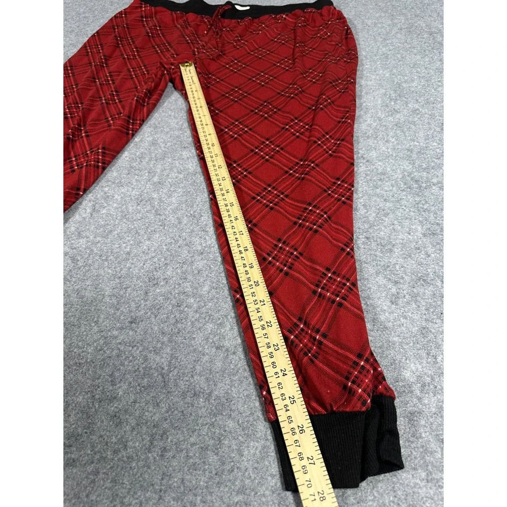 Maurices‎ Sleep Pajama Joggers 1X Red Plaid Ribbed Knit Drawstring Waist